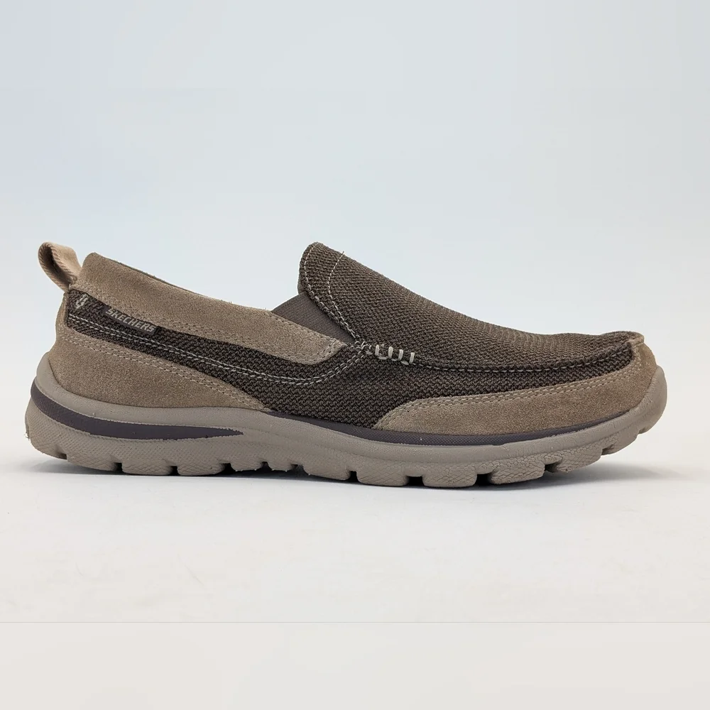 Skechers Pollard Wilfred Men Sz 9 Slip-Ins Memory Foam Mesh Upper Brown Loafers